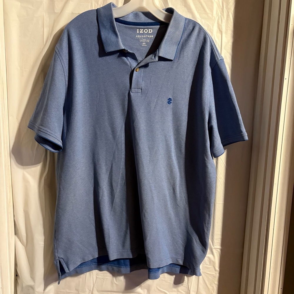 Izod Mens Advantage Performance‎ Short Sleeve Blue Polo Size XXL Stretch Golf